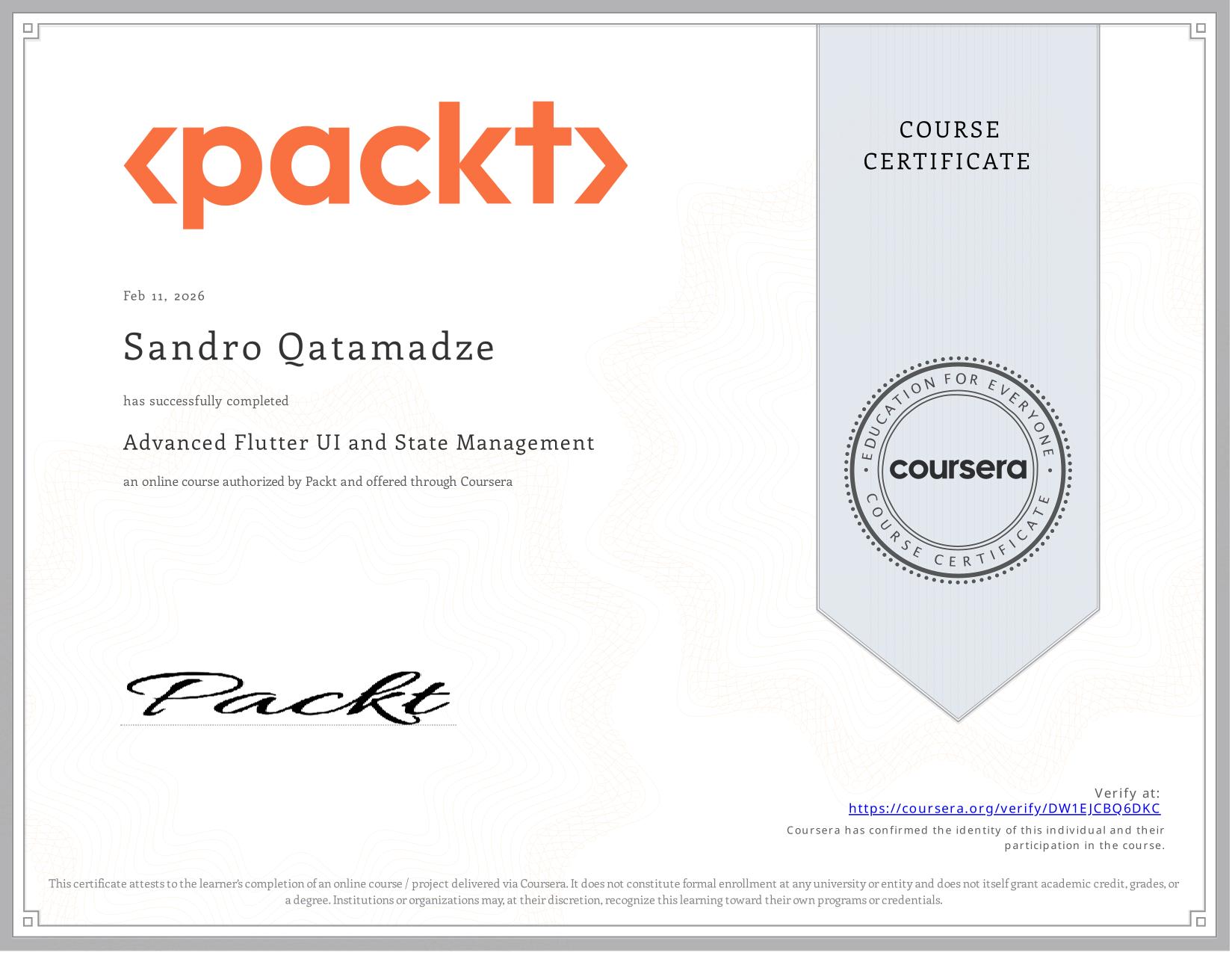 Completing Advanced Flutter State management & UI Course